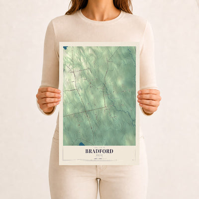 Bradford, Maine map print - 12 x 18 archival matte print