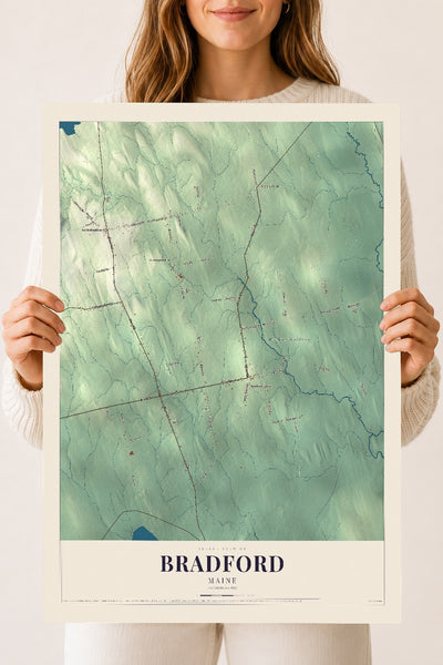 Bradford, Maine map print - 18 x 24 archival matte print