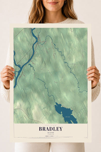 Bradley, Maine map print - 18 x 24 archival matte print