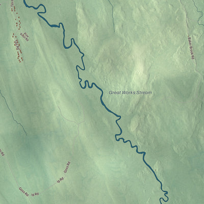Terrain and local geography detail from the Bradley, Maine map