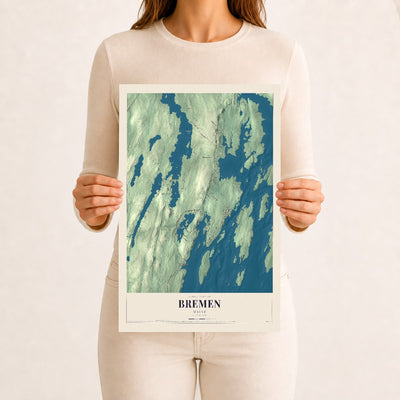 Bremen, Maine map print - 12 x 18 archival matte print