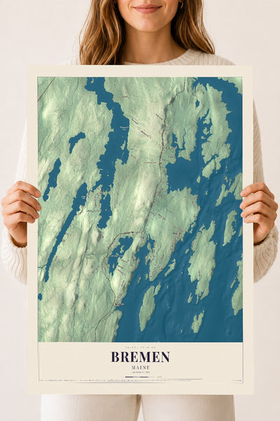 Bremen, Maine map print - 18 x 24 archival matte print