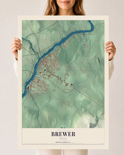 Brewer, Maine map print - 24 x 36 archival matte print