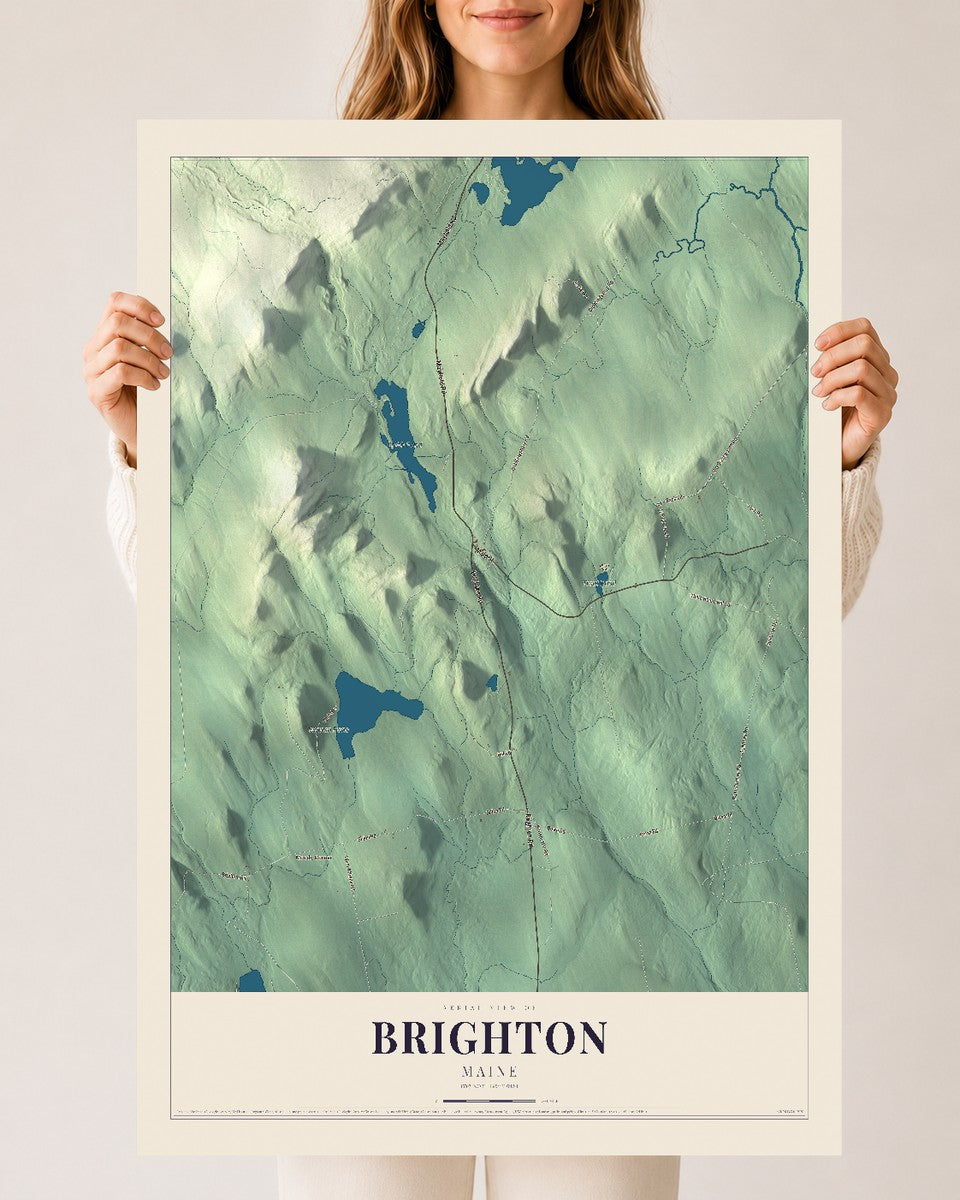 Brighton, Maine map print - 24 x 36 archival matte print