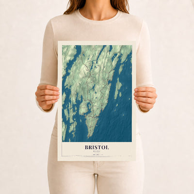 Bristol, Maine map print - 12 x 18 archival matte print