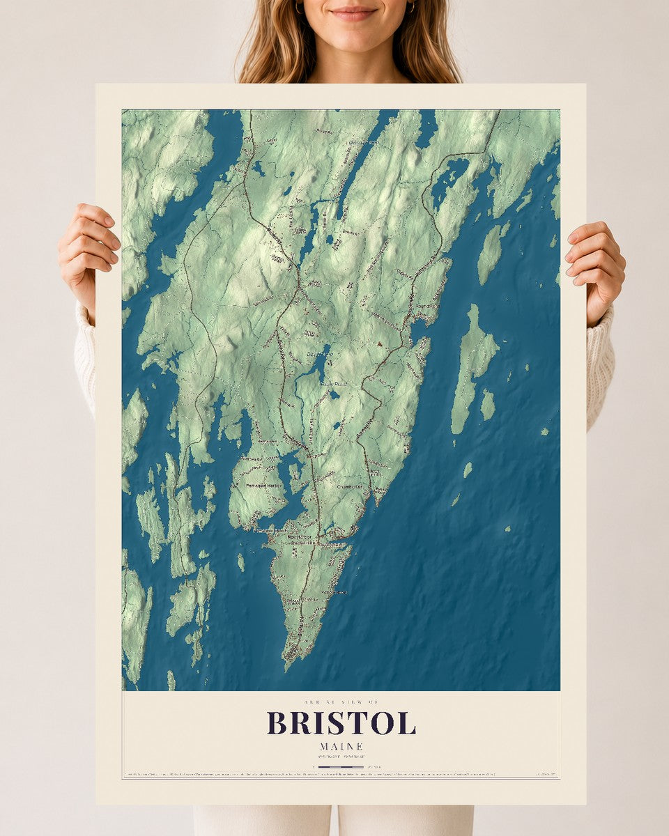 Bristol, Maine map print - 24 x 36 archival matte print