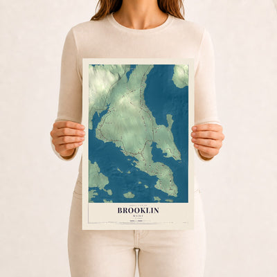 Brooklin, Maine map print - 12 x 18 archival matte print