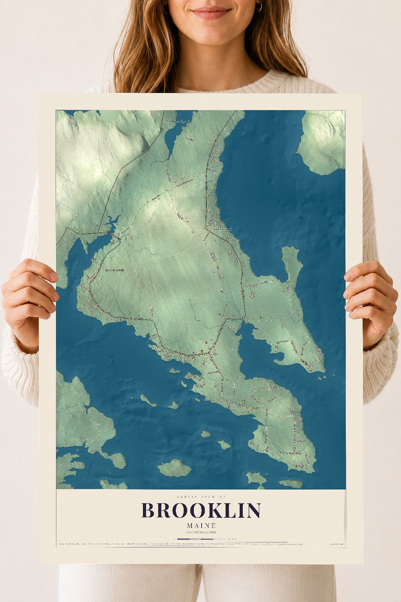 Brooklin, Maine map print - 18 x 24 archival matte print