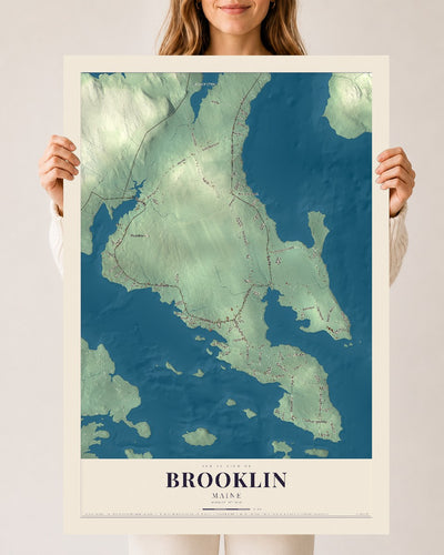 Brooklin, Maine map print - 24 x 36 archival matte print