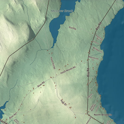 Terrain and local geography detail from the Brooklin, Maine map