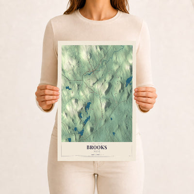 Brooks, Maine map print - 12 x 18 archival matte print