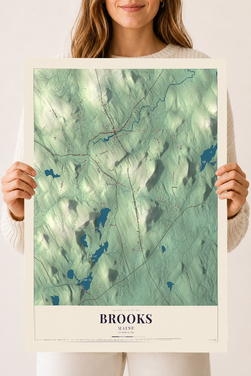 Brooks, Maine map print - 18 x 24 archival matte print