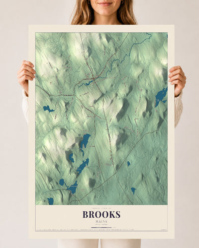 Brooks, Maine map print - 24 x 36 archival matte print