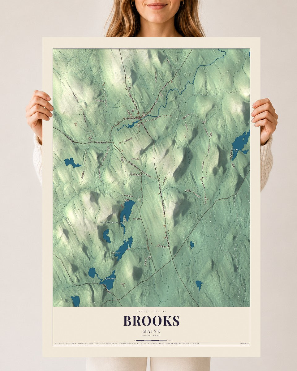 Brooks, Maine map print - 24 x 36 archival matte print