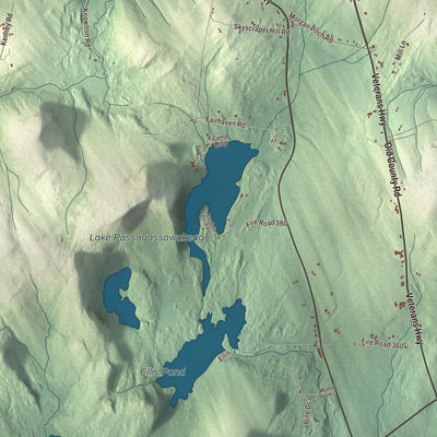 Terrain and local geography detail from the Brooks, Maine map