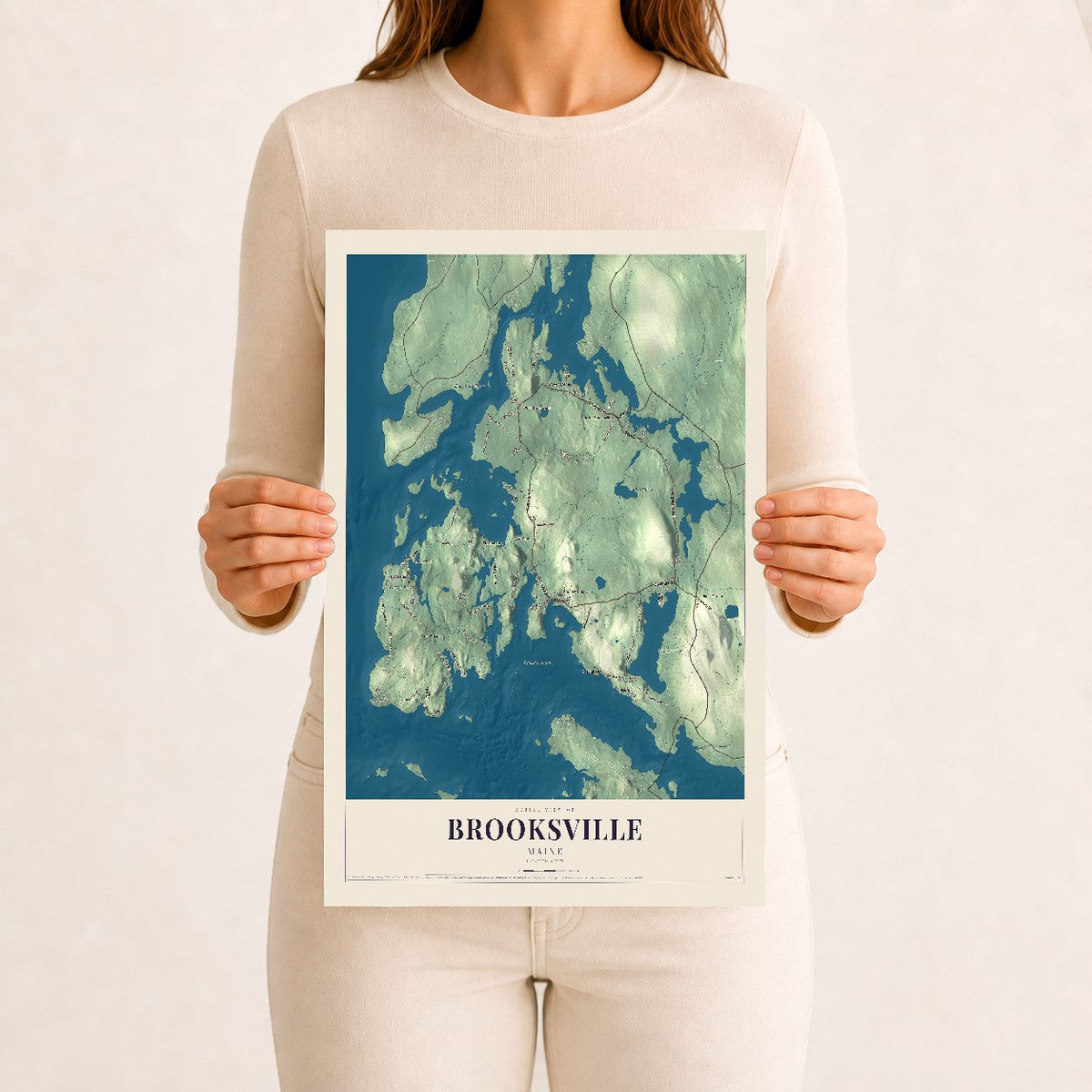 Brooksville, Maine map print - 12 x 18 archival matte print