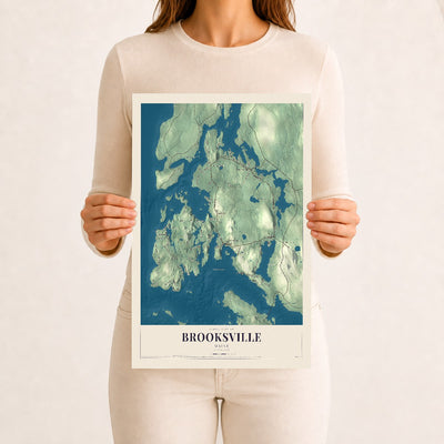 Brooksville, Maine map print - 12 x 18 archival matte print