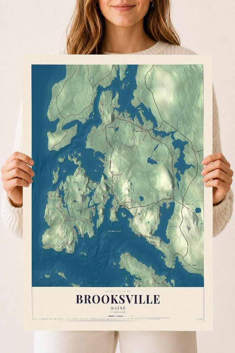Brooksville, Maine map print - 18 x 24 archival matte print