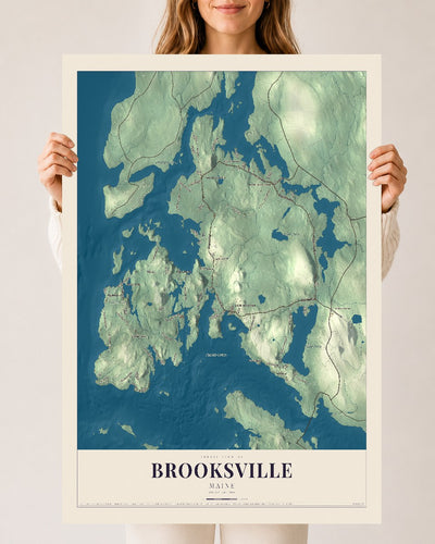Brooksville, Maine map print - 24 x 36 archival matte print
