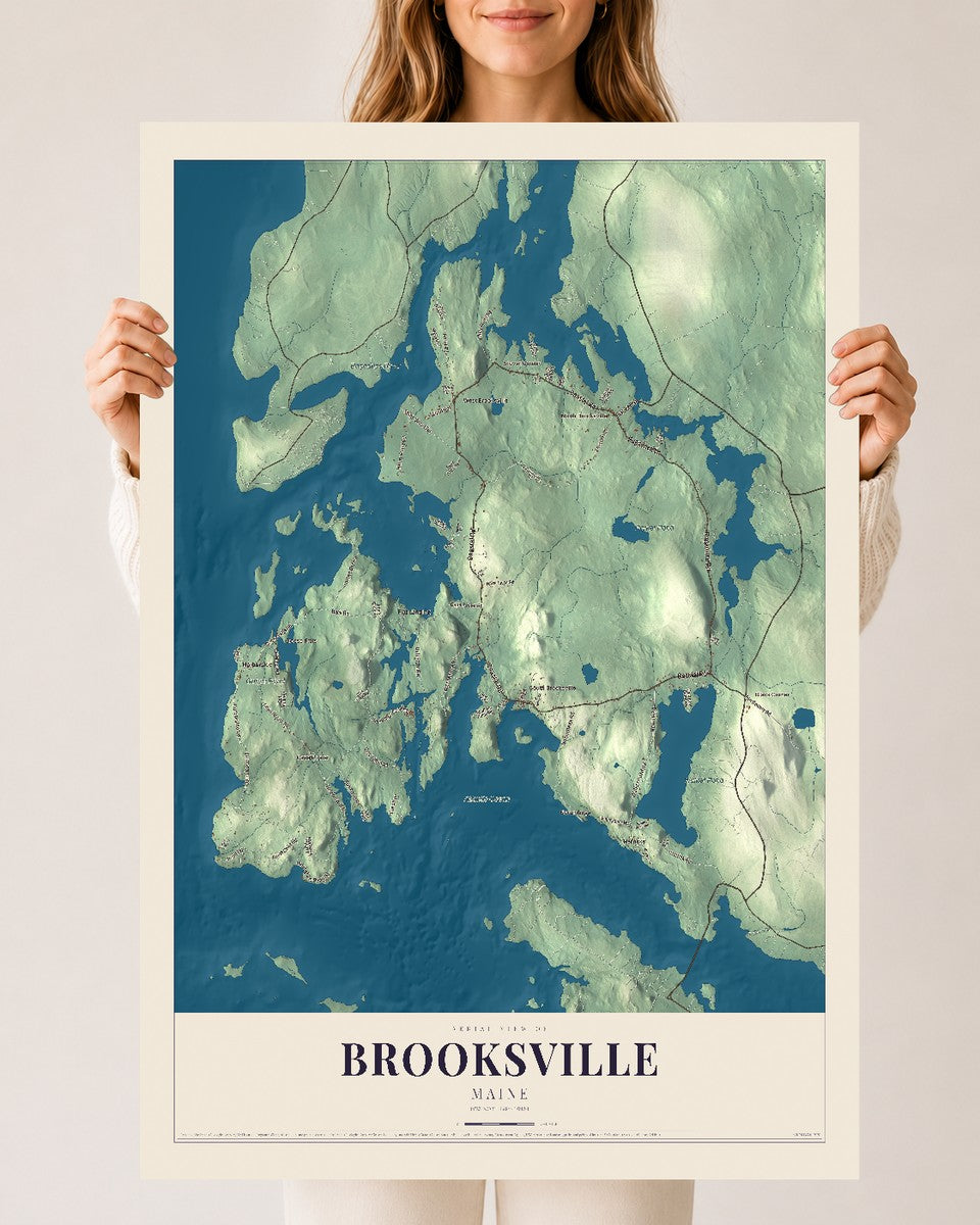 Brooksville, Maine map print - 24 x 36 archival matte print