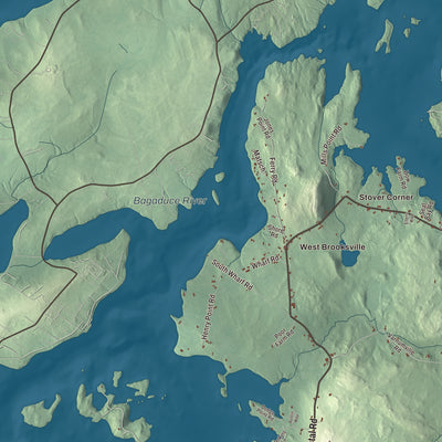 Terrain and local geography detail from the Brooksville, Maine map