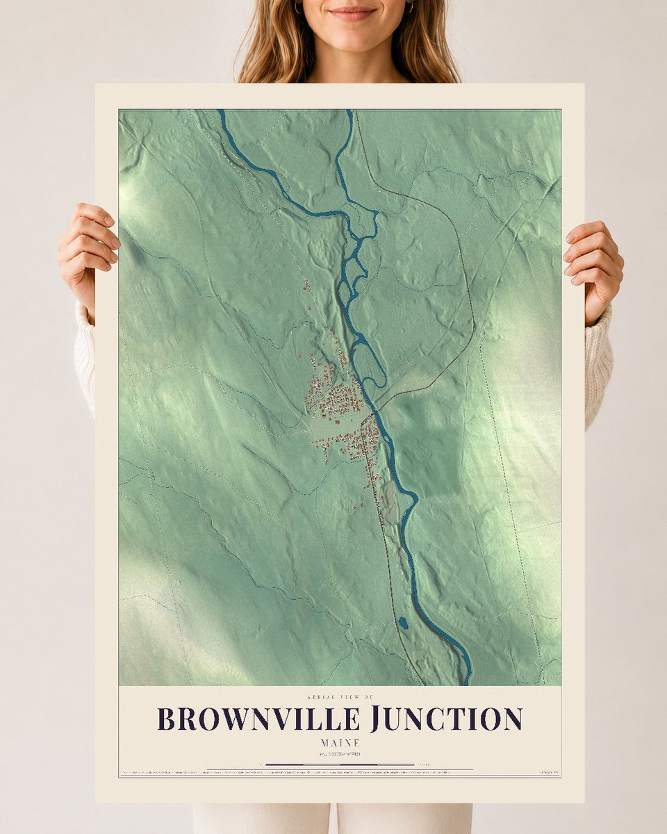 Brownville Junction, Maine map print - 24 x 36 archival matte print