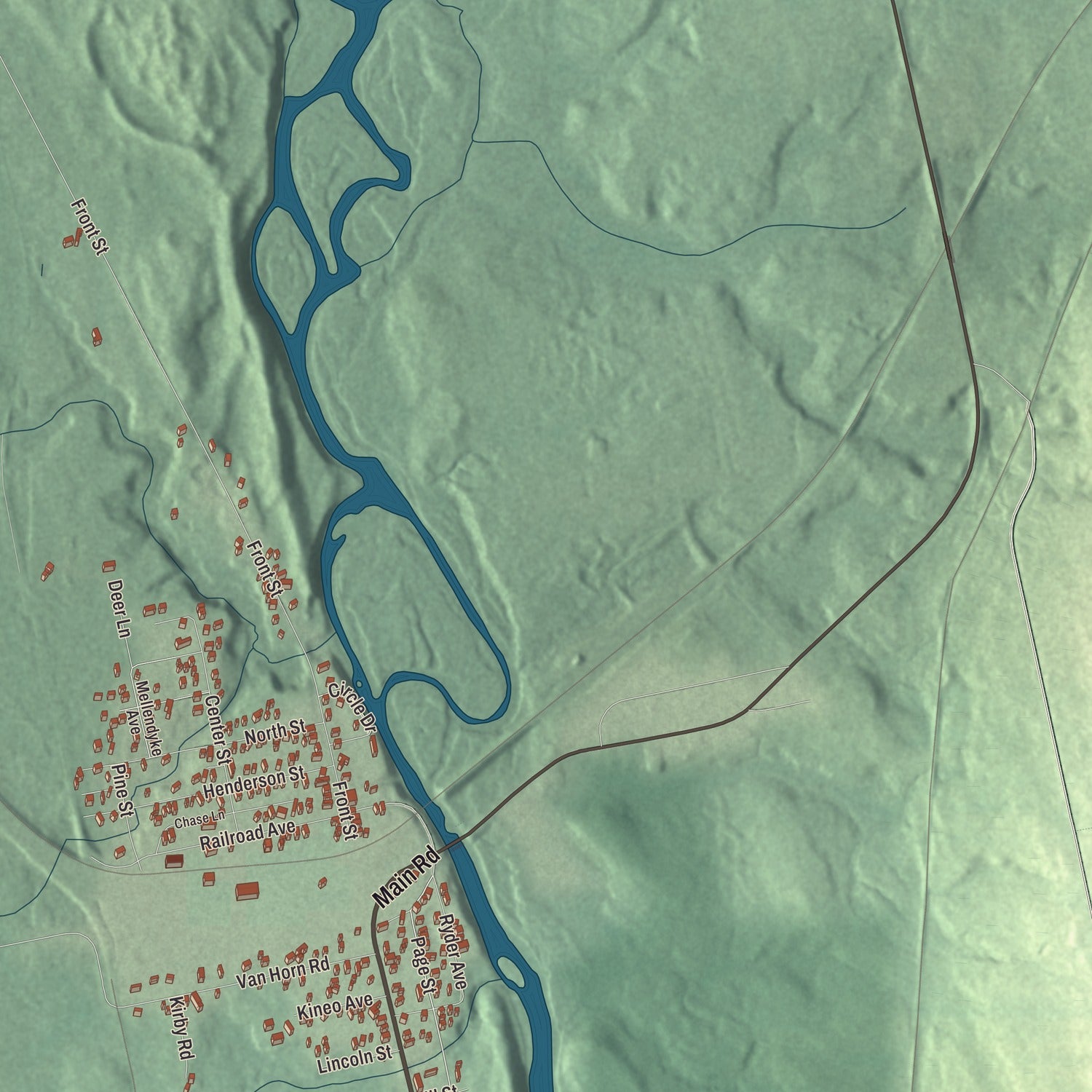Terrain and local geography detail from the Brownville Junction, Maine map