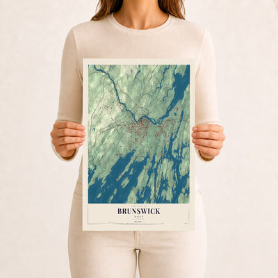 Brunswick, Maine map print - 12 x 18 archival matte print
