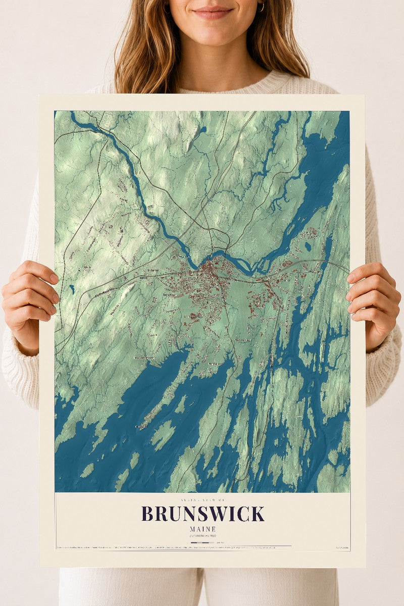 Brunswick, Maine map print - 18 x 24 archival matte print