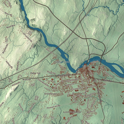 Terrain and local geography detail from the Brunswick, Maine map