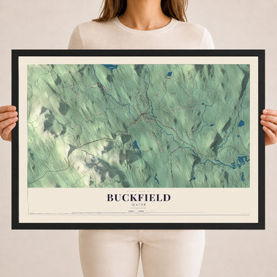 Buckfield, Maine map print - 18 x 24 black Ayous wood frame
