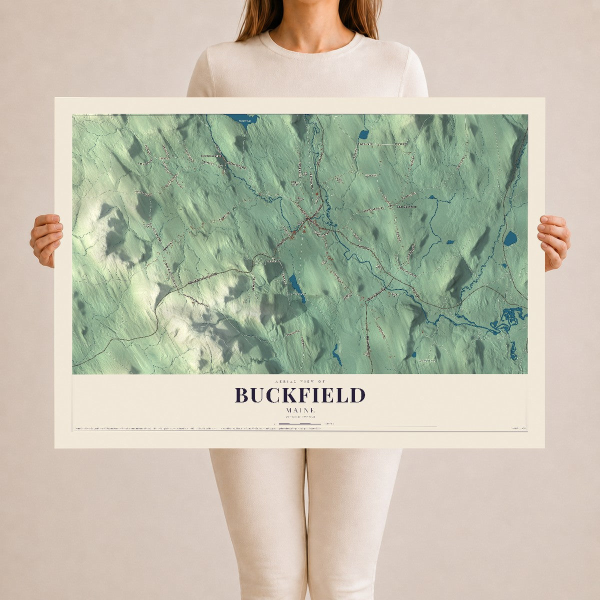 Buckfield, Maine map print - 24 x 36 archival matte print