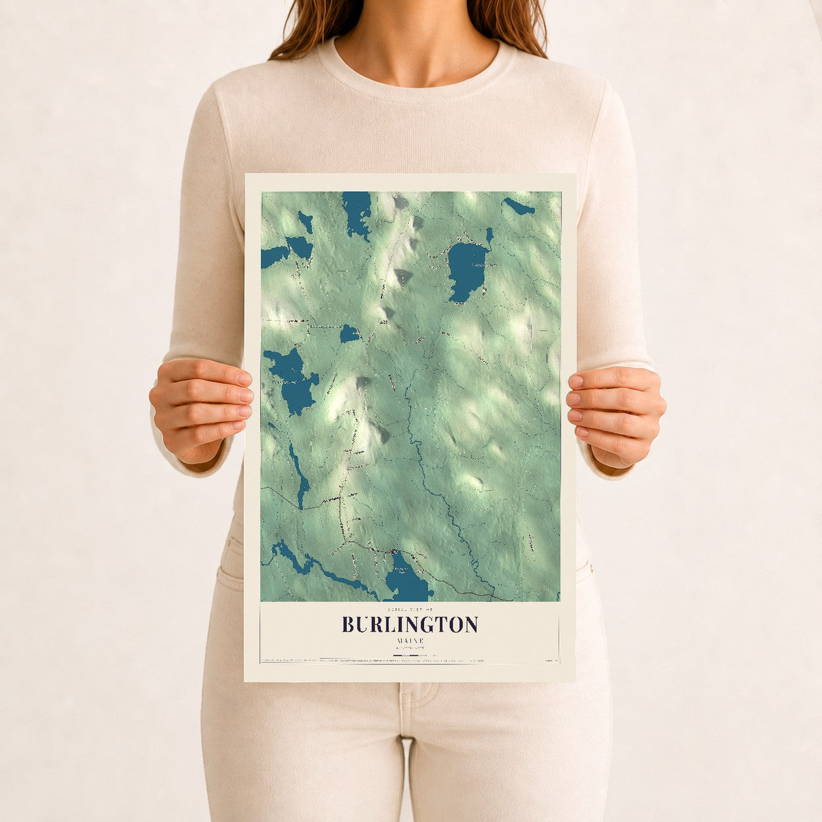 Burlington, Maine map print - 12 x 18 archival matte print