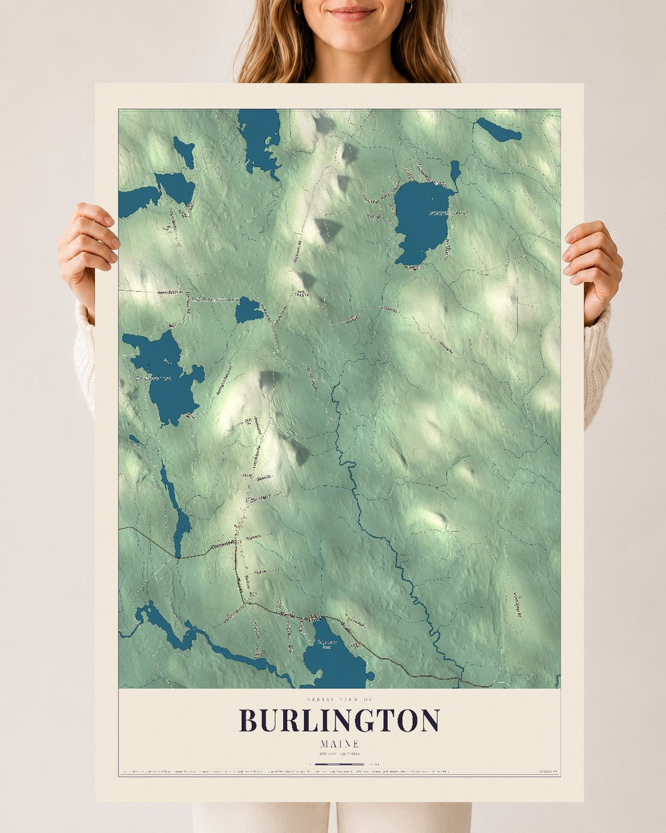 Burlington, Maine map print - 24 x 36 archival matte print
