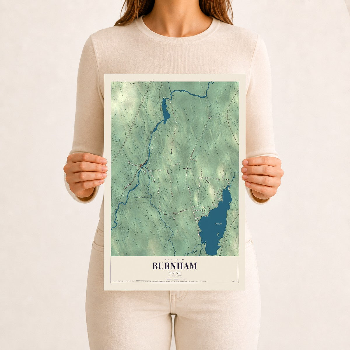 Burnham, Maine map print - 12 x 18 archival matte print