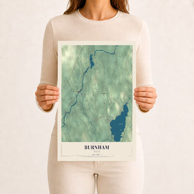 Burnham, Maine map print - 12 x 18 archival matte print