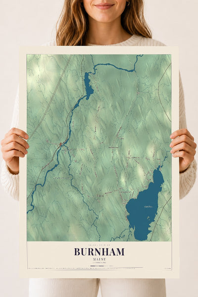 Burnham, Maine map print - 18 x 24 archival matte print