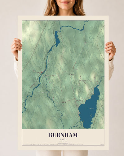 Burnham, Maine map print - 24 x 36 archival matte print