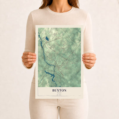 Buxton, Maine map print - 12 x 18 archival matte print