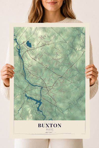 Buxton, Maine map print - 18 x 24 archival matte print