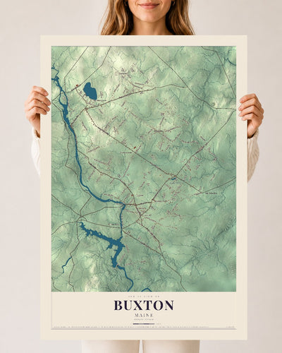 Buxton, Maine map print - 24 x 36 archival matte print