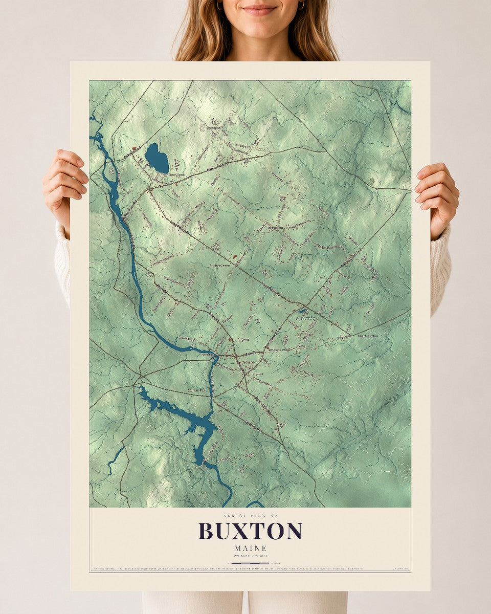 Buxton, Maine map print - 24 x 36 archival matte print