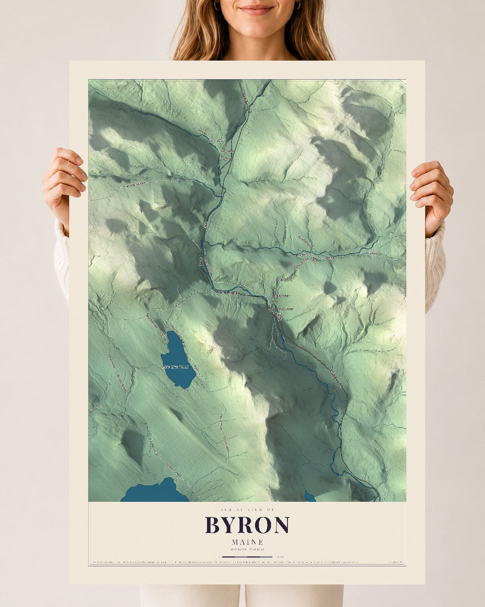 Byron, Maine map print - 24 x 36 archival matte print