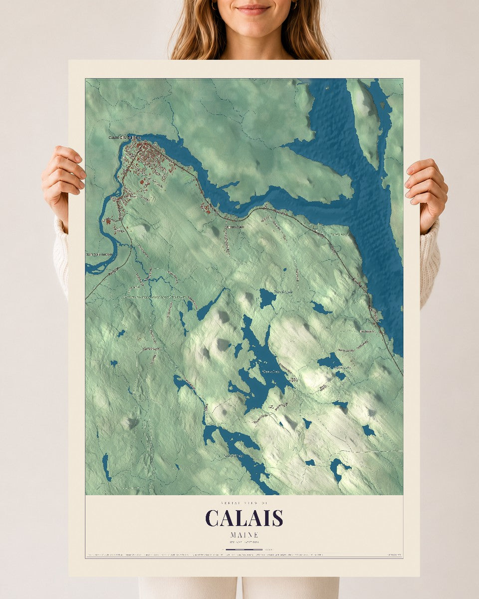 Calais, Maine map print - 24 x 36 archival matte print