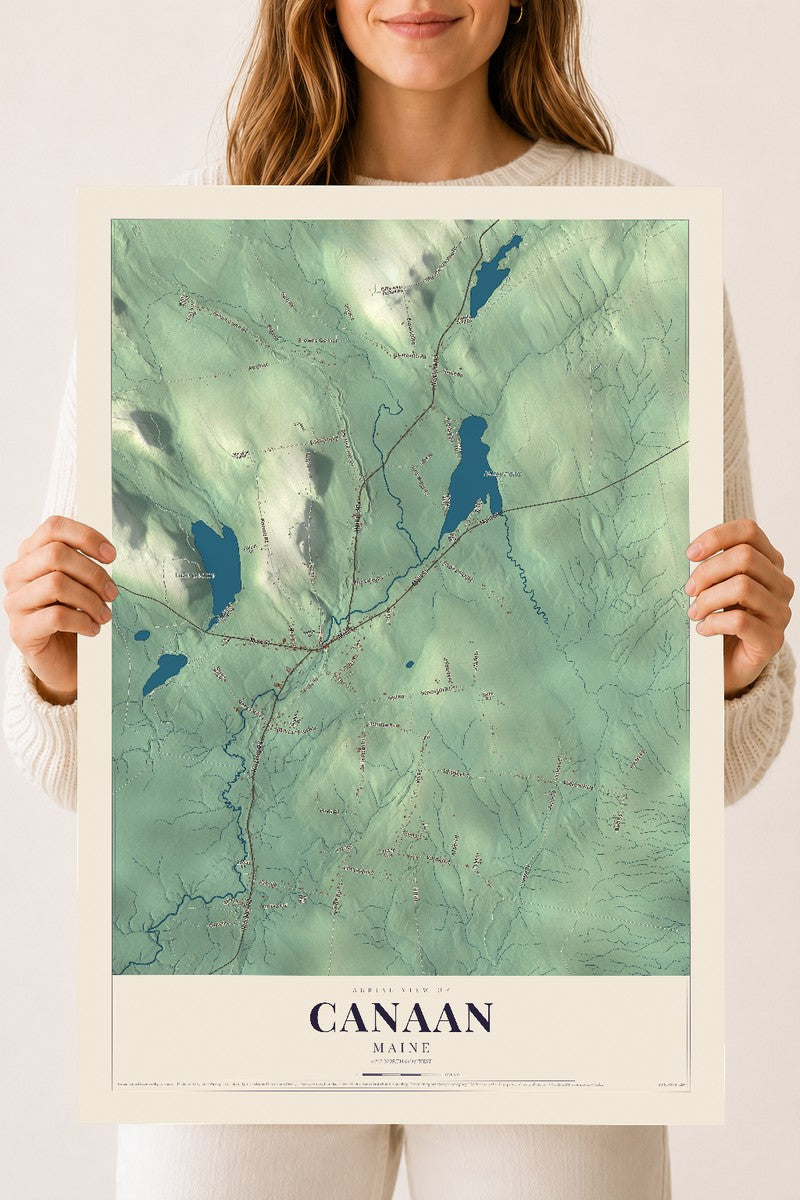 Canaan, Maine map print - 18 x 24 archival matte print
