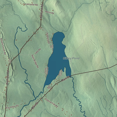 Terrain and local geography detail from the Canaan, Maine map