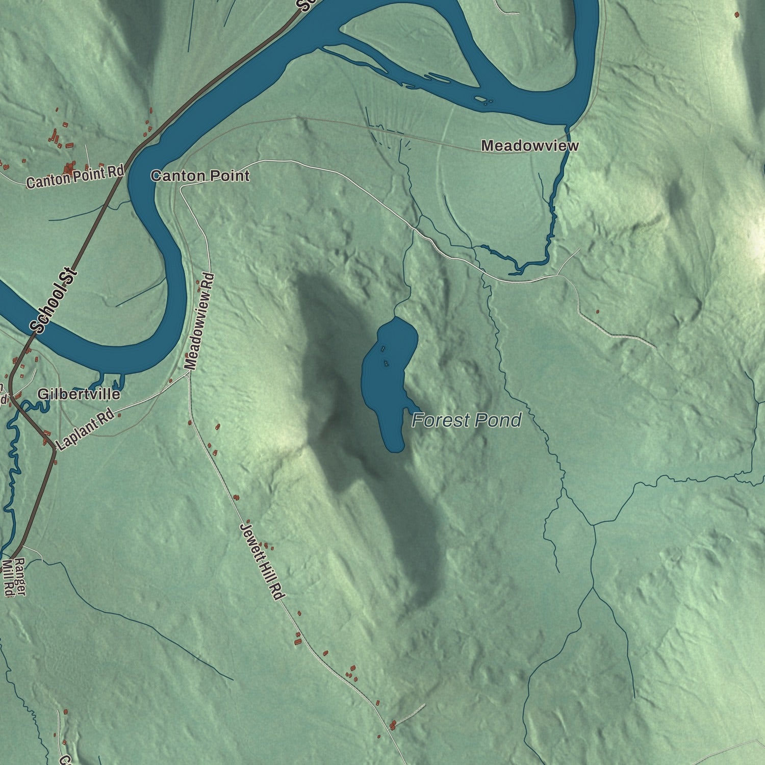 Terrain and local geography detail from the Canton, Maine map