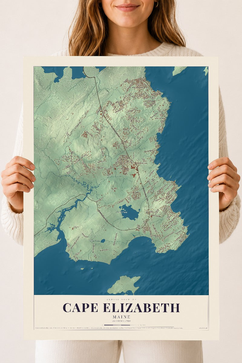 Cape Elizabeth, Maine map print - 18 x 24 archival matte print