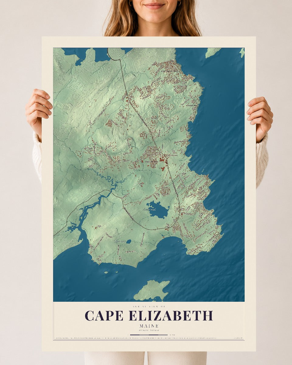 Cape Elizabeth, Maine map print - 24 x 36 archival matte print