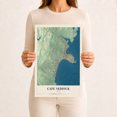 Cape Neddick, Maine map print - 12 x 18 archival matte print